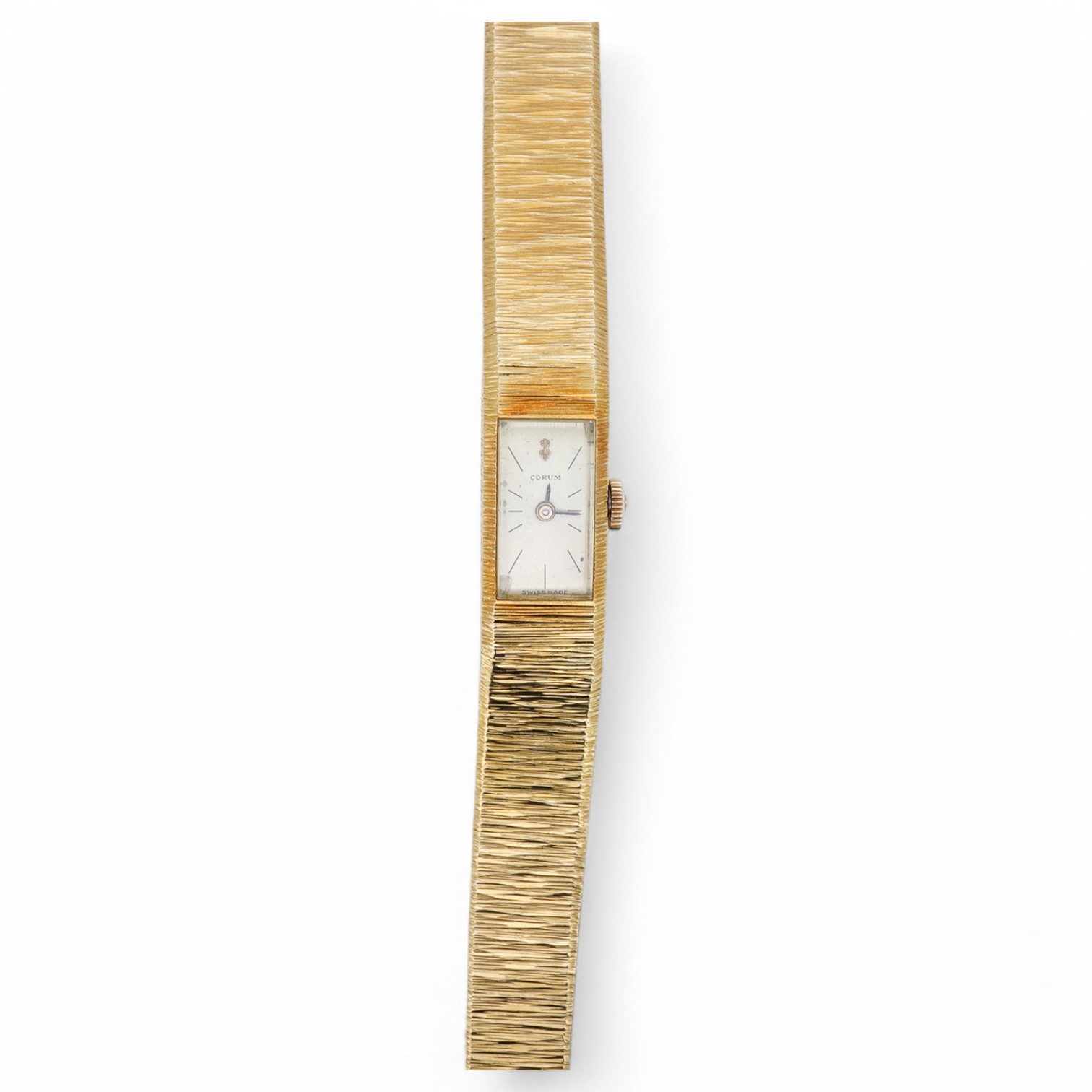 A lady's 1960's 18ct gold manual wind bracelet watch, overall length 16.5cm, gross weight 37.1 grams. Condition - fair to good